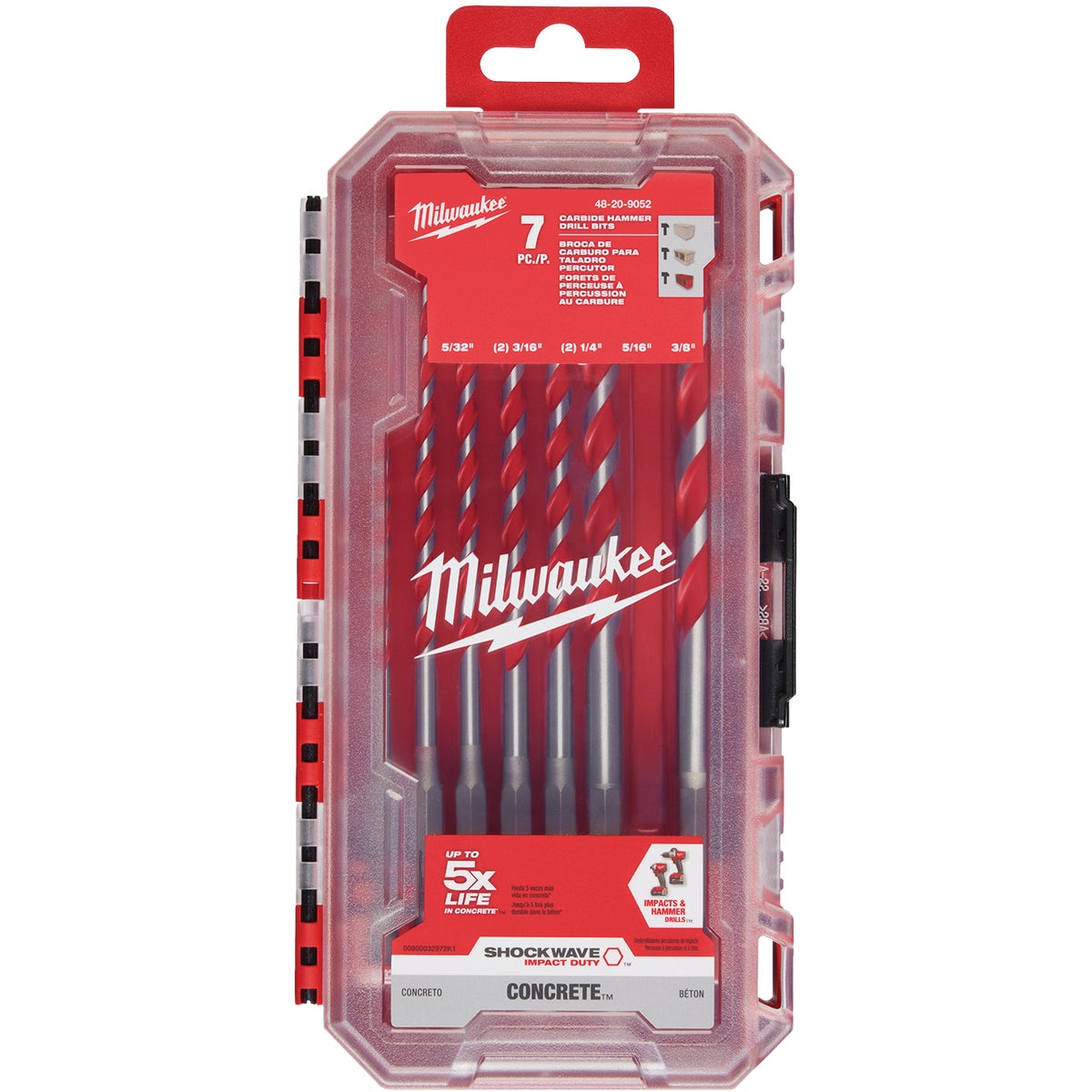 Milwaukee SHOCKWAVE 7-Piece Carbide Masonry Drill Bit Set