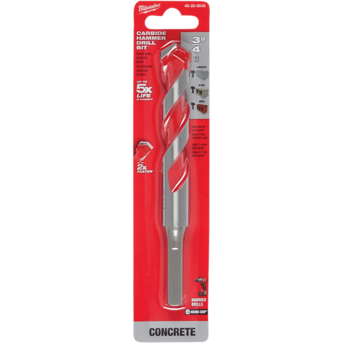 Milwaukee SHOCKWAVE 3/4 In. x 6 In. Carbide Masonry Drill Bit