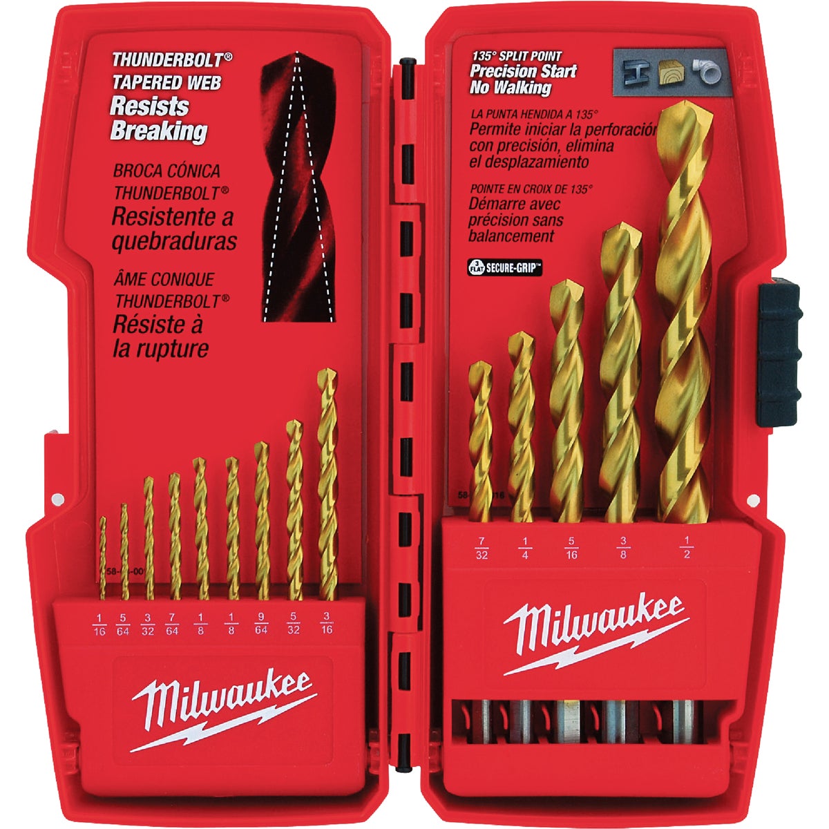Milwaukee THUNDERBOLT 14-Piece Titanium Drill Bit Set, 1/16 In. thru 1/2 In.