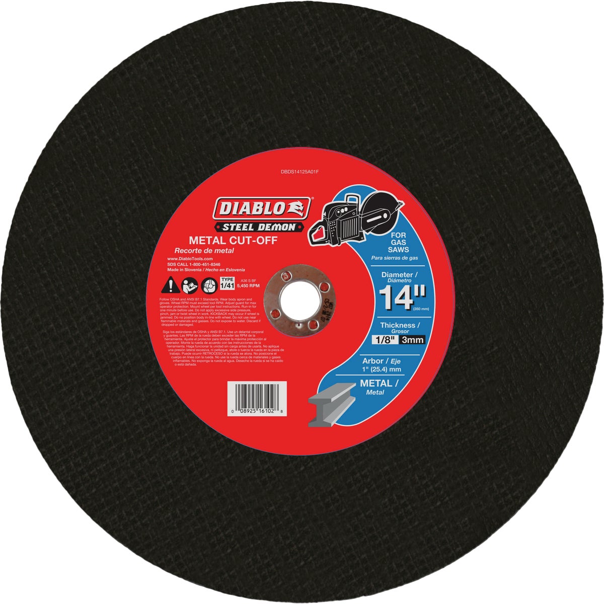 Diablo Steel Demon 14 In. x 1 In. Metal High Speed Cut Off Disc