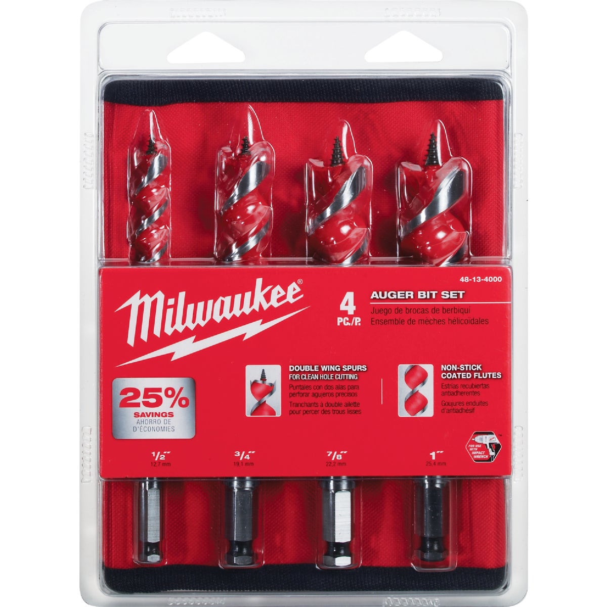 Milwaukee 4-Piece Auger Bit Set