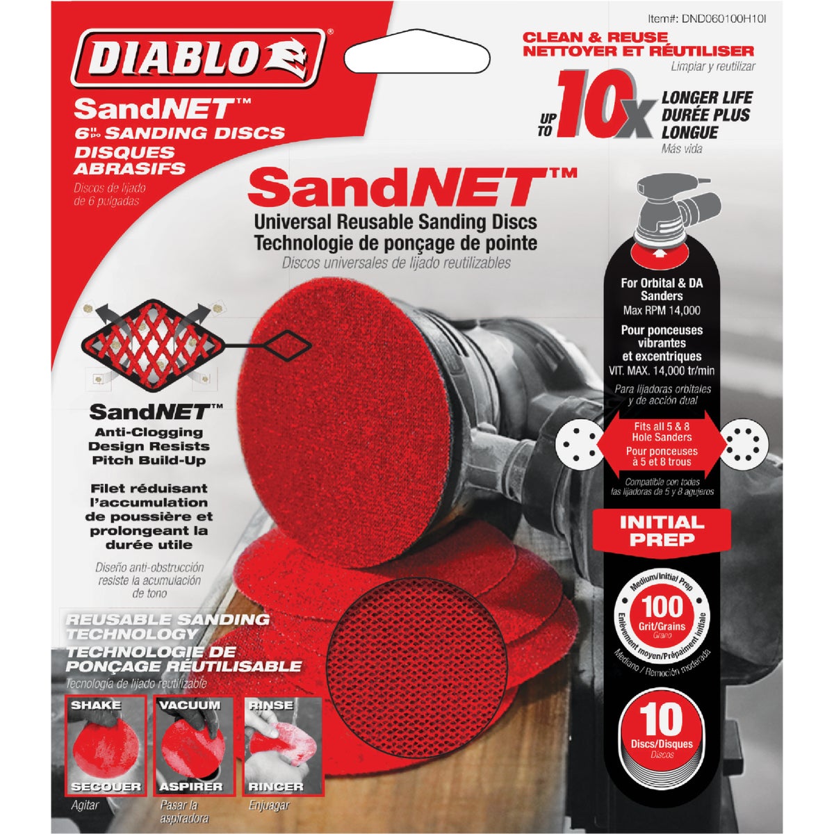 Diablo SandNet 6 In. 100 Grit Sanding Disc with Connection Pad (10-Pack)