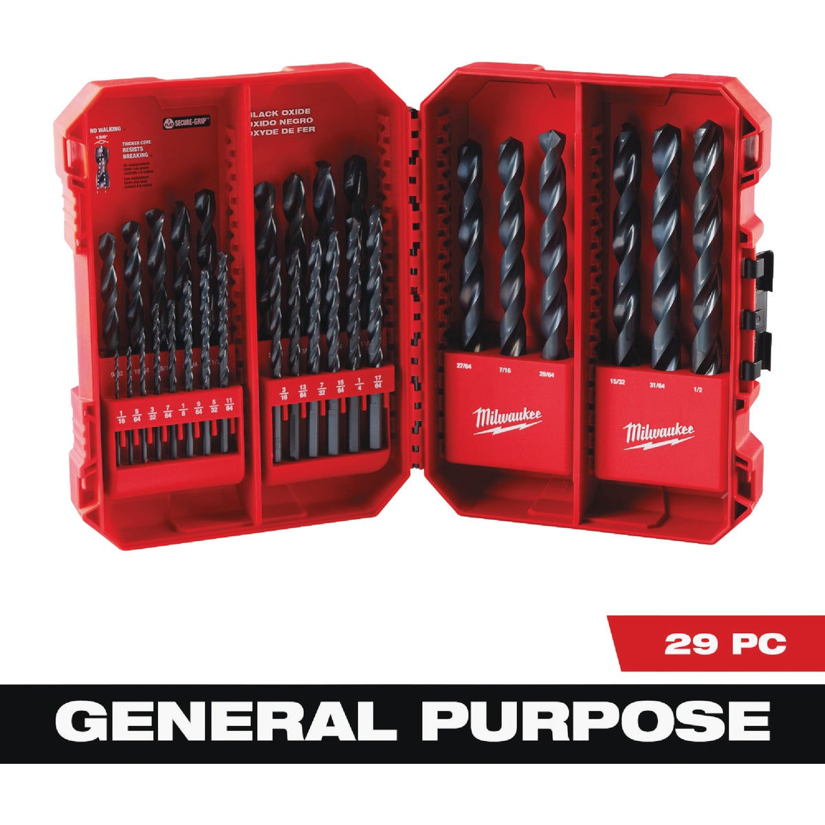 Milwaukee THUNDERBOLT 29-Piece Black Oxide Drill Bit Set, 1/16 In. thru 1/2 In.