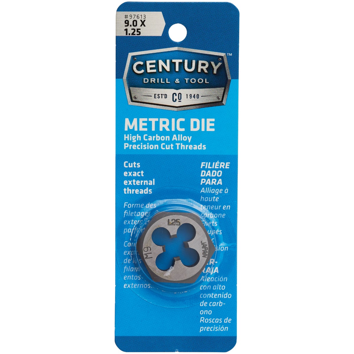 Century Drill & Tool 9.0x1.25 NPT 1 In. Across Flats Hexagon Pipe Die