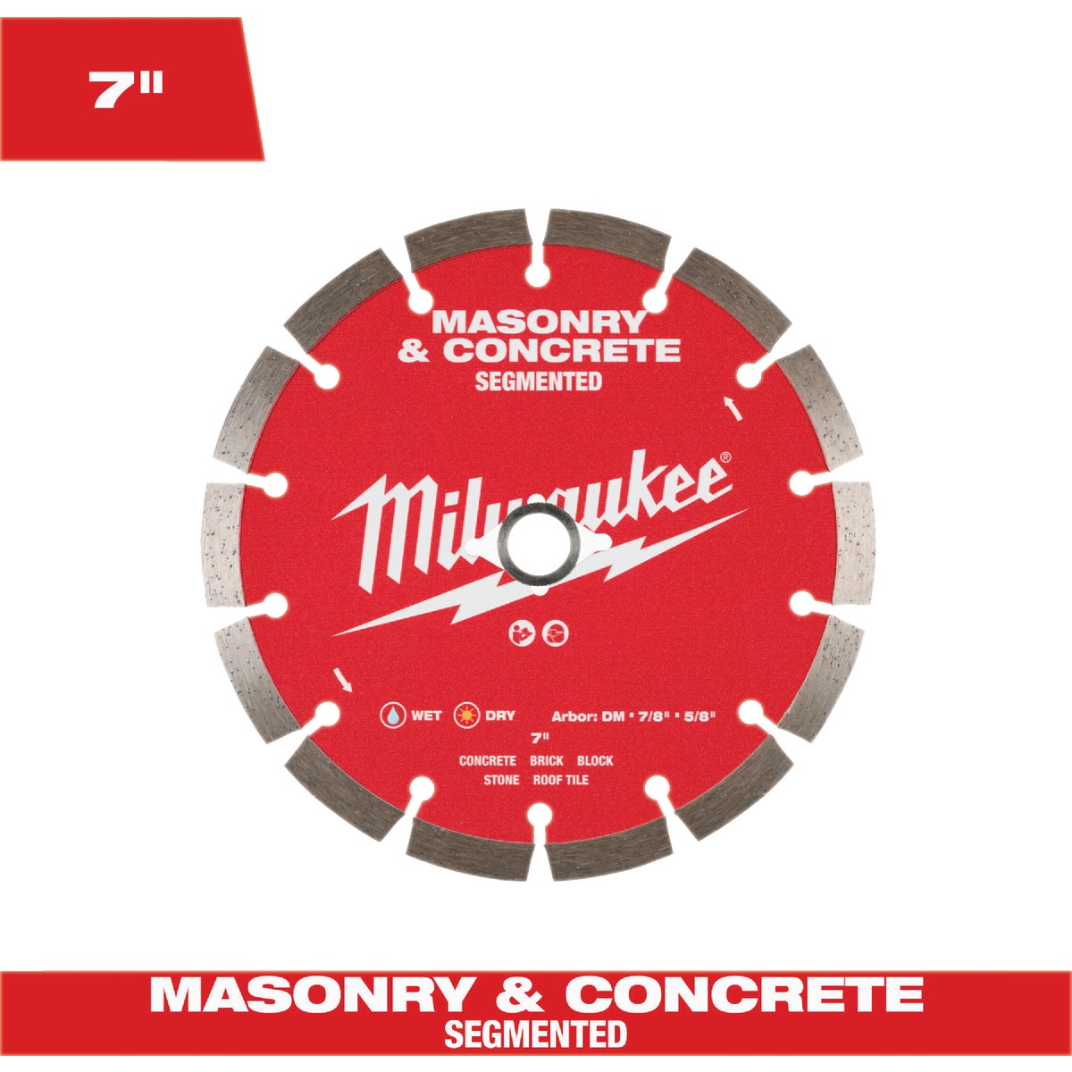 Milwaukee 7 In. Segmented Rim Masonry & Concrete Diamond Blade