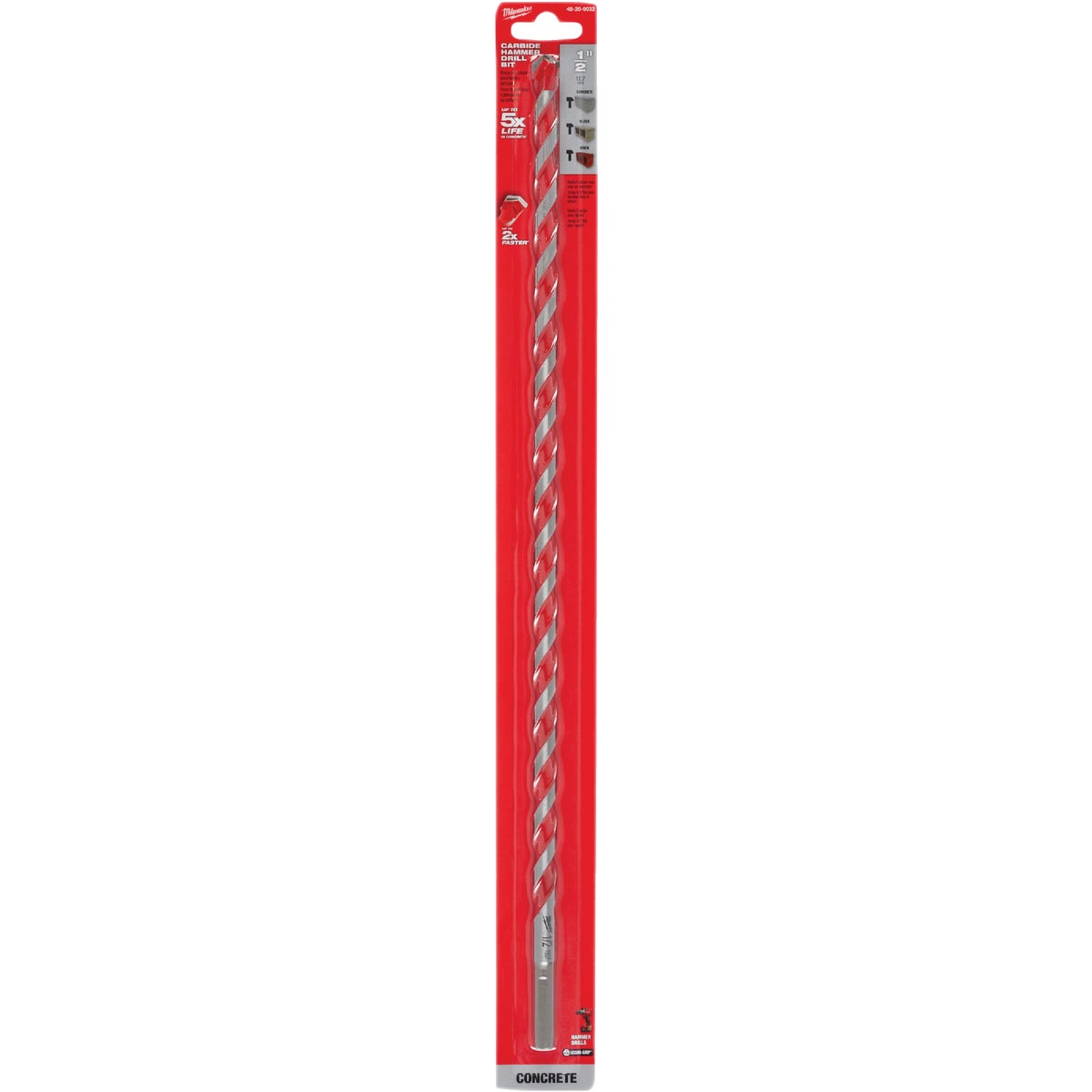 Milwaukee SHOCKWAVE 1/2 In. x 18 In. Impact Duty Masonry Carbide Hammer Drill Bit