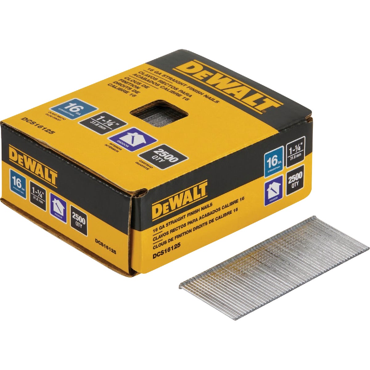 DEWALT 1-1/4-In. 16-Gauge Galvanized Straight Finish Nails (2500 Ct.)
