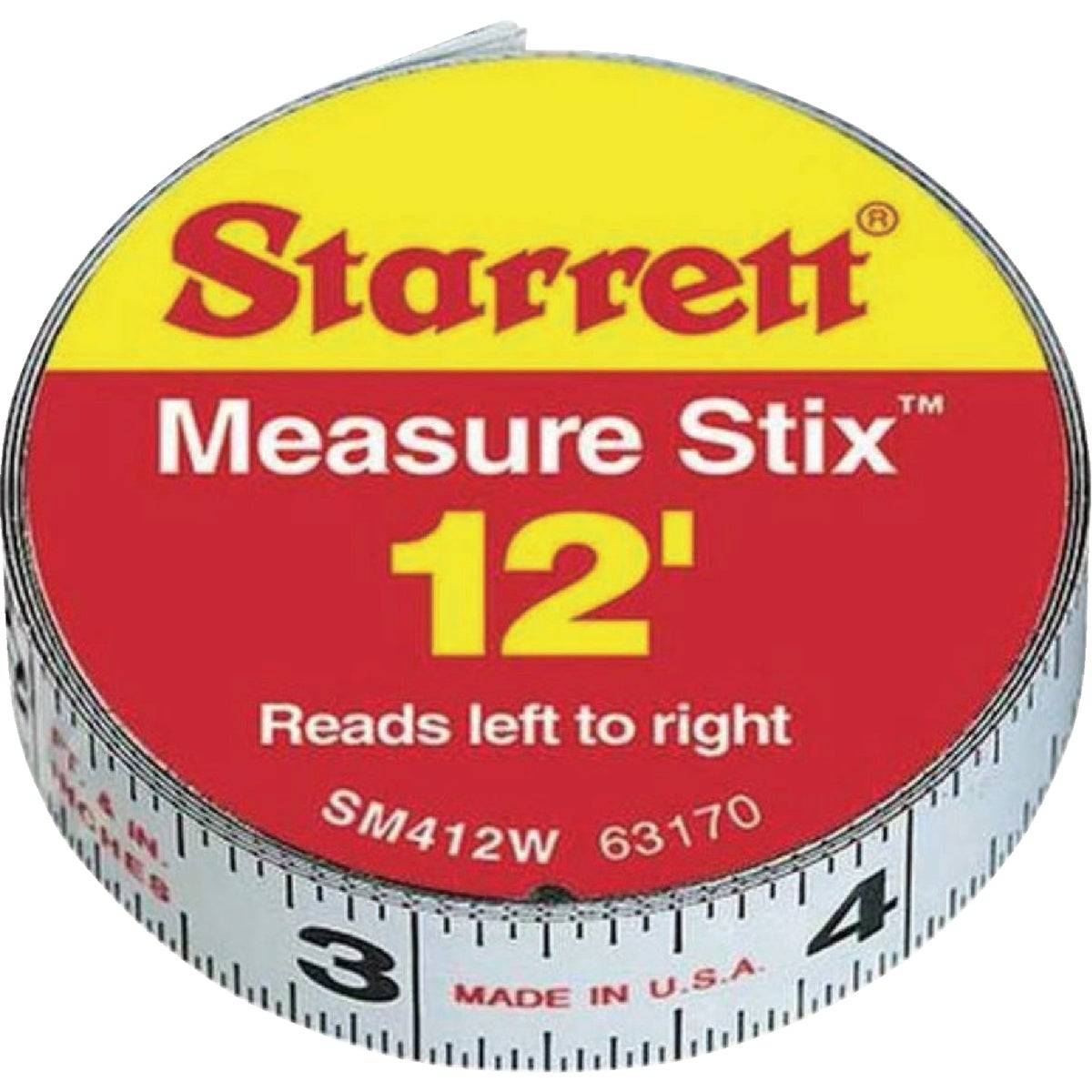 Starrett 12 Ft. SAE Steel Self Adhesive Measuring Tape (Left-to-Right)