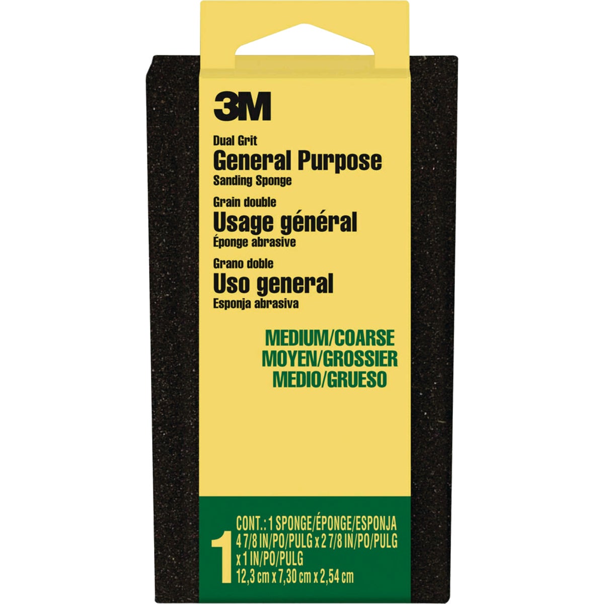 3M Large All-Purpose 2-7/8 In. x 4-7/8 In. x 1 In. Medium/Coarse Sanding Sponge