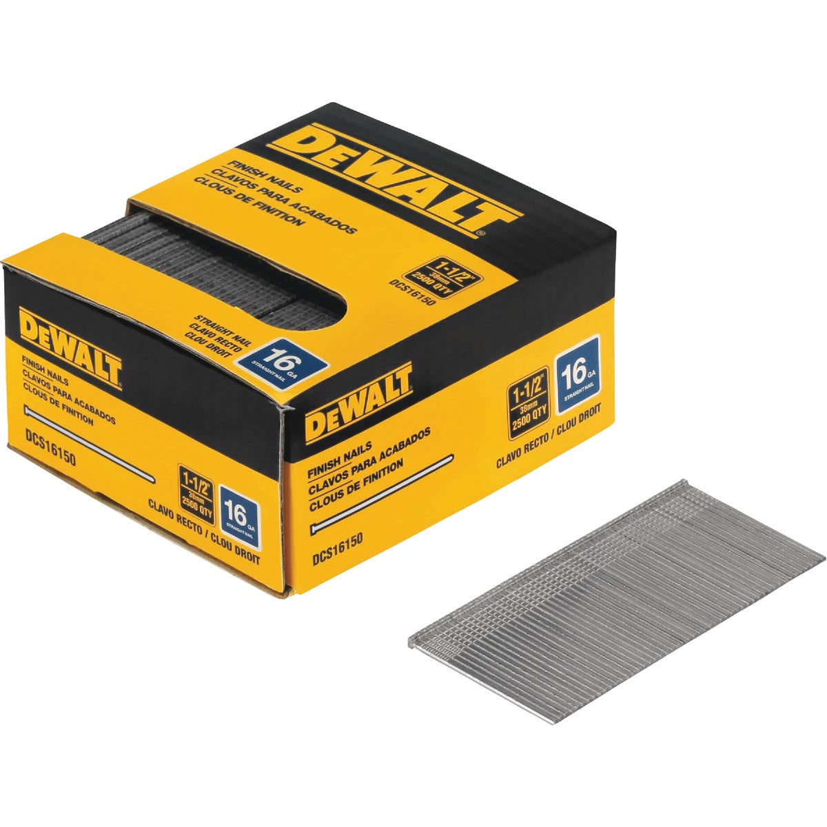 DEWALT 1-1/2 In. 16-Gauge Galvanized Straight Finish Nails (2500 Ct.)