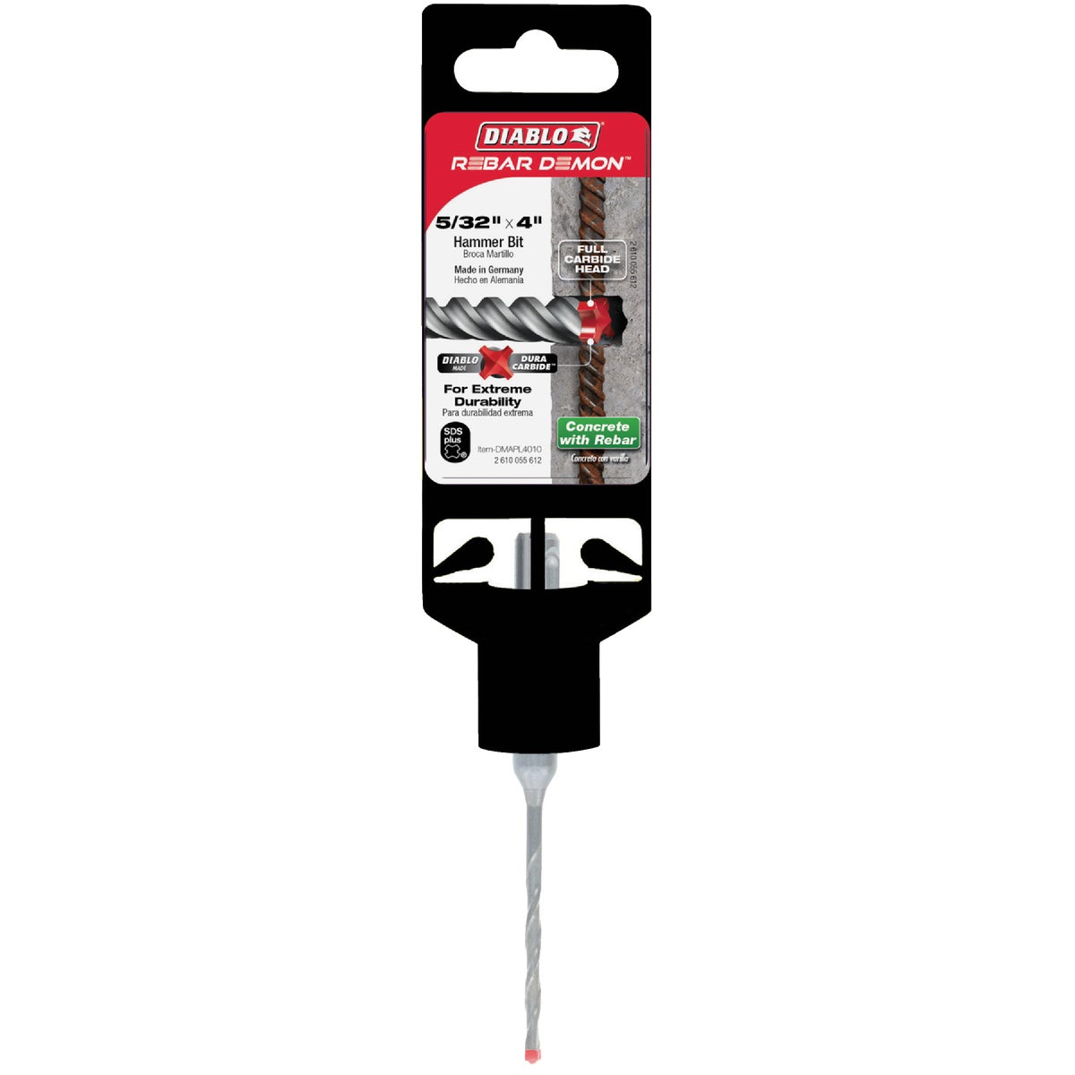 Diablo Rebar Demon 5/32 In. x 4 In. SDS-Plus Full Carbide Rotary Hammer Drill Bit