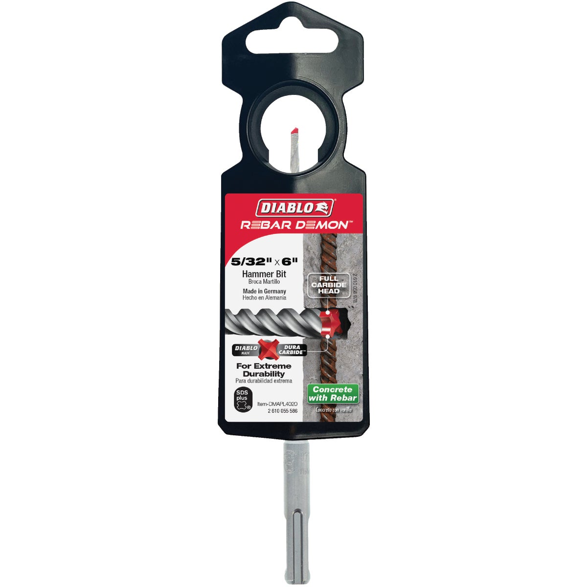 Diablo Rebar Demon 5/32 In. x 6 In. SDS-Plus Full Carbide Rotary Hammer Drill Bit