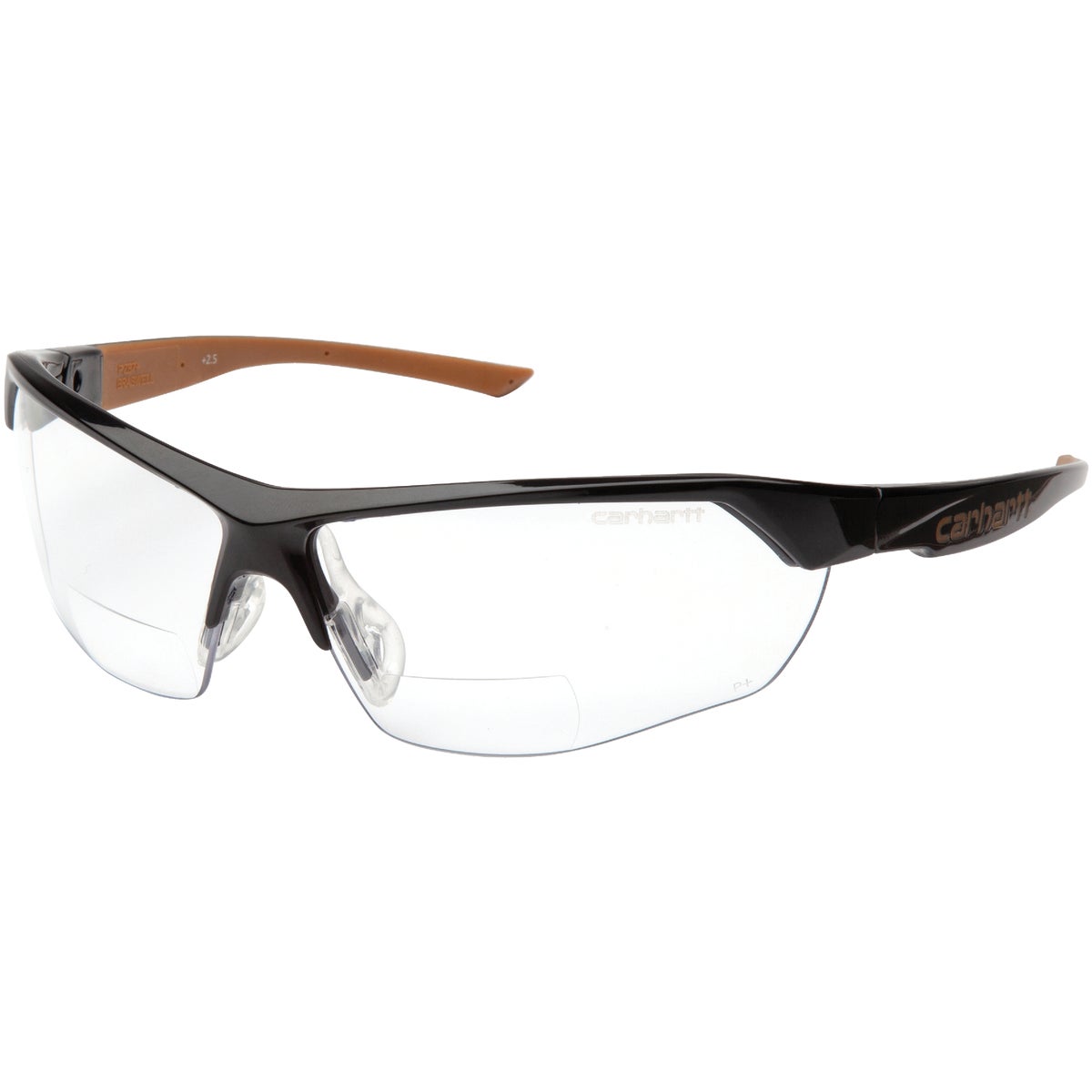 Carhartt Braswell Black Frame Reader Safety Glasses with Clear Anti-Fog Lenses, 2.0 Diopter