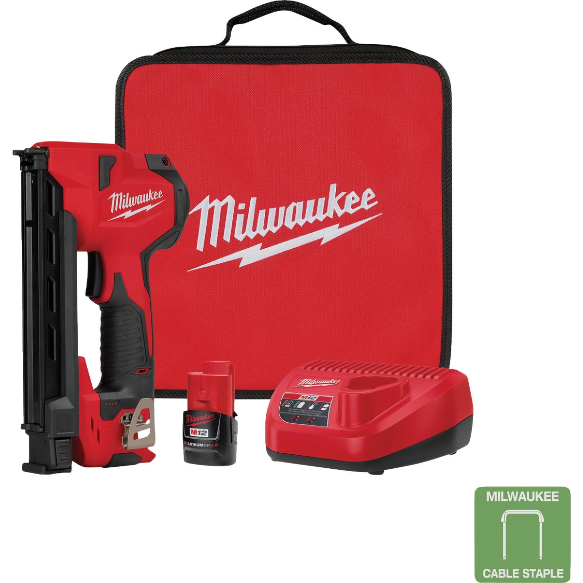 Milwaukee M12 Lithium-Ion 1 In. Cordless Cable Stapler Kit