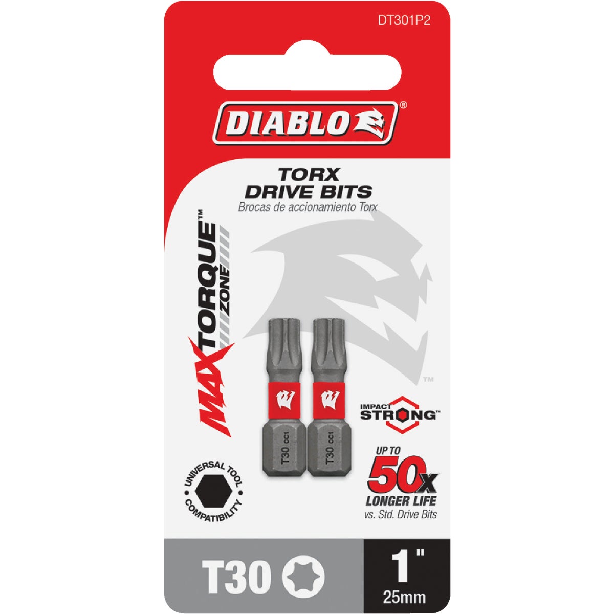 Diablo T30 TORX 1 In. Insert Impact Screwdriver Bit (2-Pack)