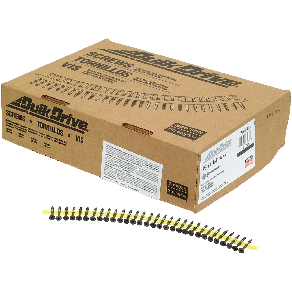 Quik Drive #6 x 1-1/4 In. Phillips Bugle Head Collated Drywall Screw, Phospate Finish (2500 Ct.)