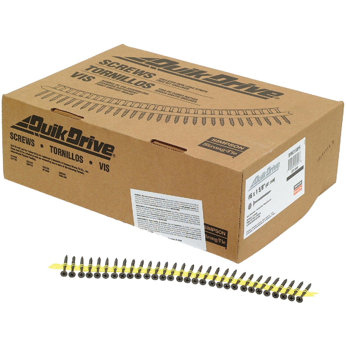 Quik Drive #6 x 1-5/8 In. Phillips Bugle Head Collated Drywall Screw, Phospate Finish (2500 Ct.)
