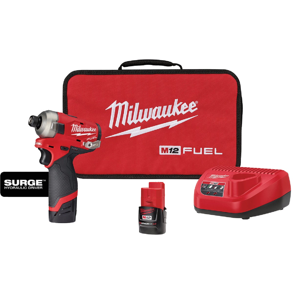 Milwaukee M12 FUEL SURGE 12-Volt Lithium-Ion Brushless 1/4 In. Hex Hydraulic Cordless Impact Driver Kit