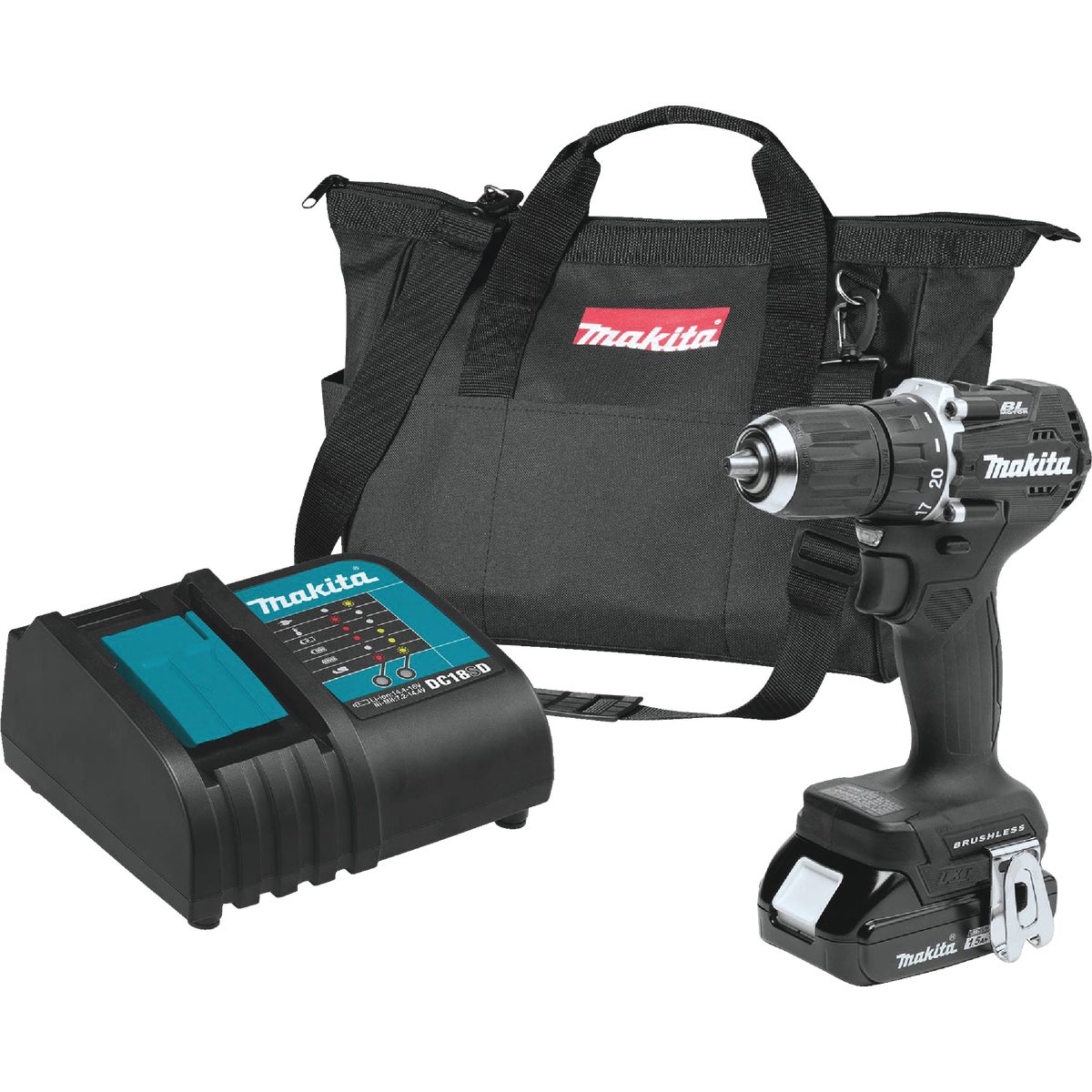 Makita 18-Volt LXT Lithium-Ion 1/2 In. Brushless Sub-Compact Cordless Drill Kit