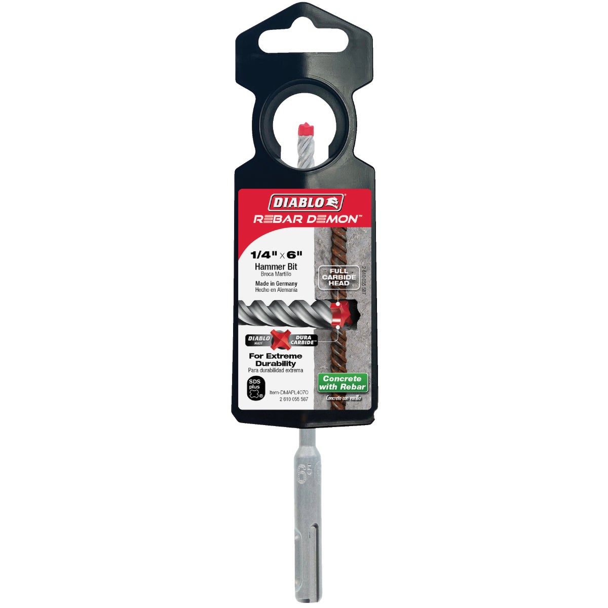 Diablo Rebar Demon 1/4 In. x 6 In. SDS-Plus Full Carbide Rotary Hammer Drill Bit
