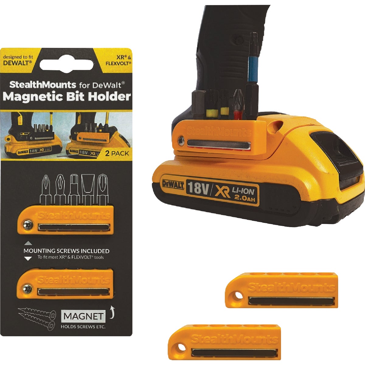 StealthMounts Magnetic Bit Holders for DeWALT 20V (2 Pack)