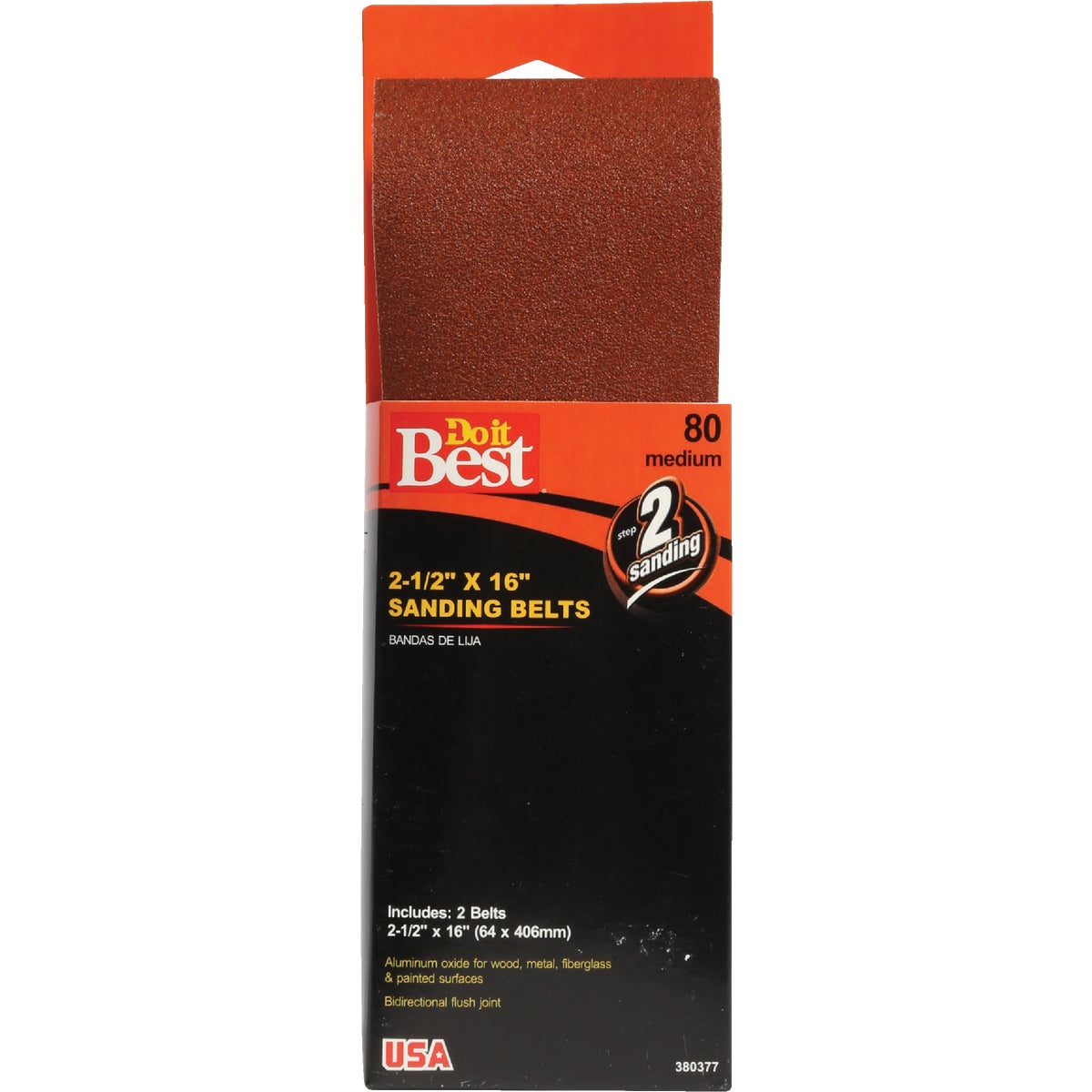 Do it Best 2-1/2 In. x 16 In. 80 Grit Heavy-Duty Sanding Belt (2-Pack)