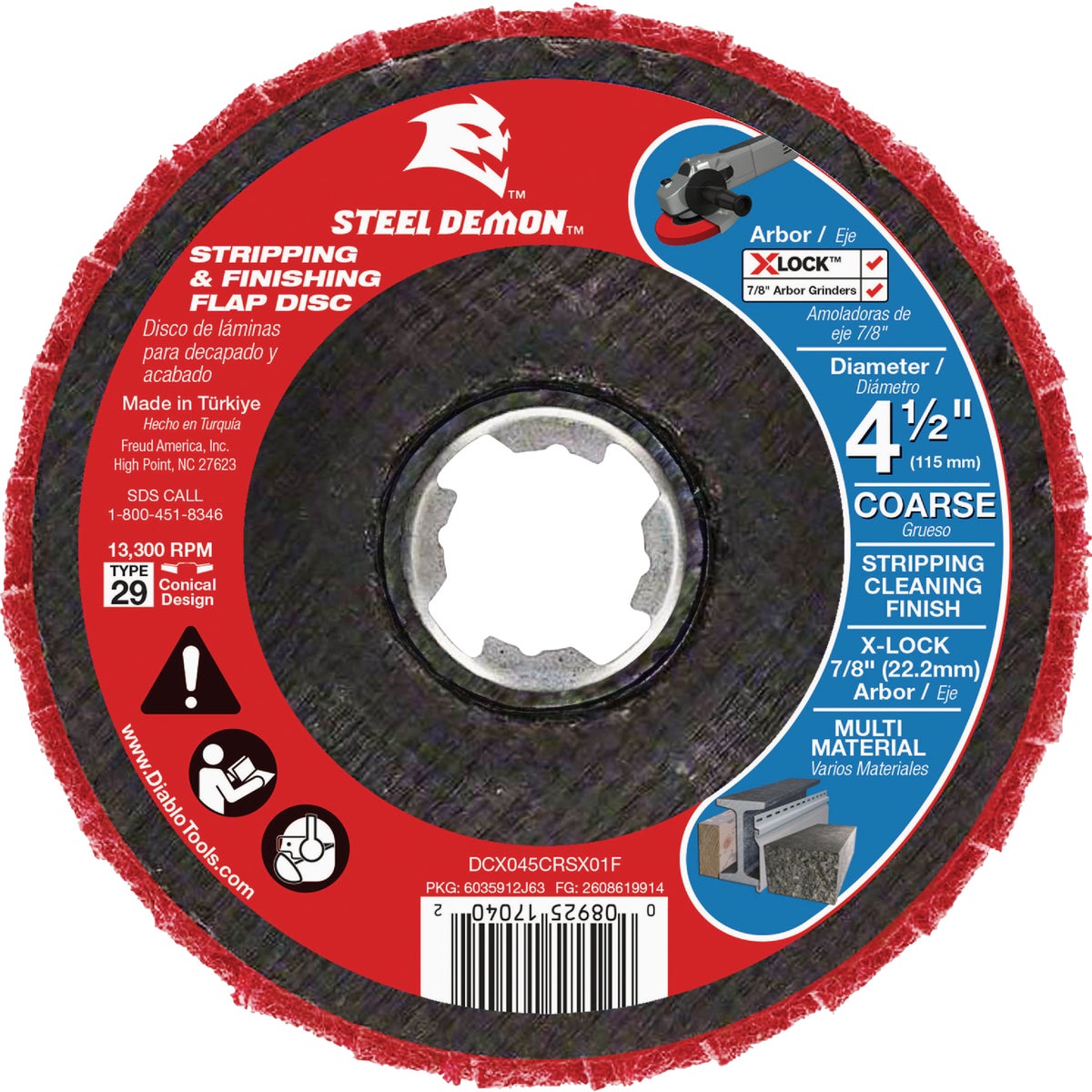 Diablo Steel Demon X-LOCK 4-1/2 In. Coarse Stripping & Finishing Angle Grinder Flap Disc