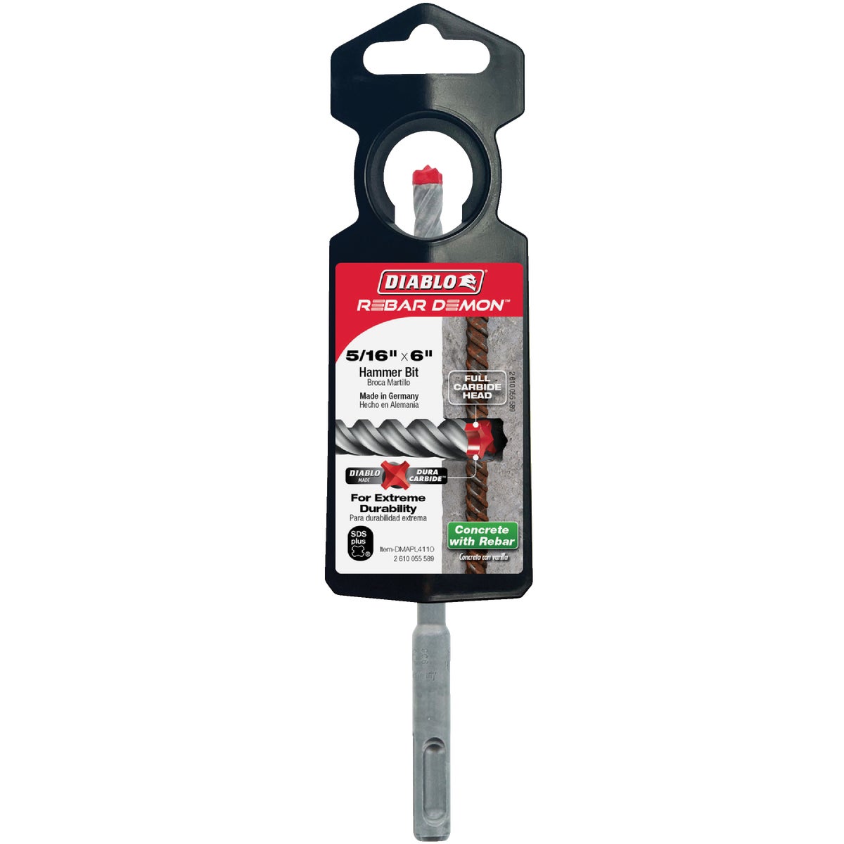 Diablo Rebar Demon 5/16 In. x 6 In. SDS-Plus Full Carbide Rotary Hammer Drill Bit