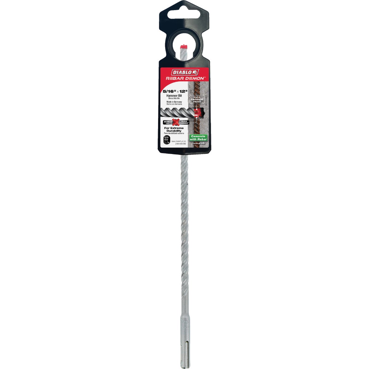 Diablo Rebar Demon 5/16 In. x 12 In. SDS-Plus Full Carbide Rotary Hammer Drill Bit