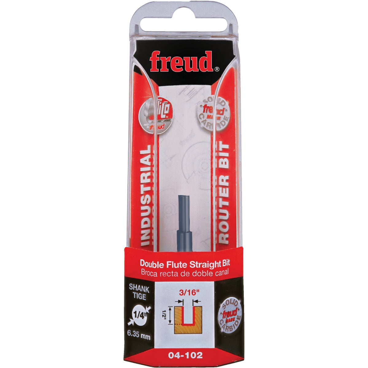 Freud Carbide Tip 3/16 In. Double Flute Straight Bit