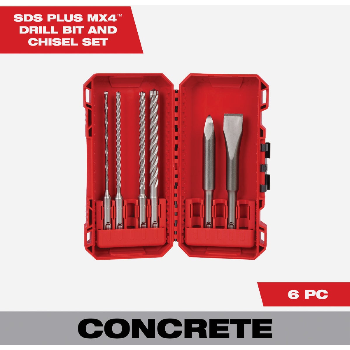 Milwaukee 6-Piece SDS Plus MX4 4-Cutter & Chisel Kit