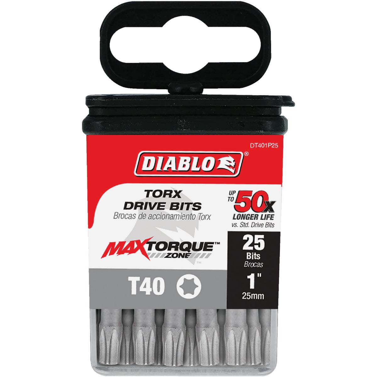 Diablo T40 TORX 1 In. Insert Impact Screwdriver Bit (25-Pack)