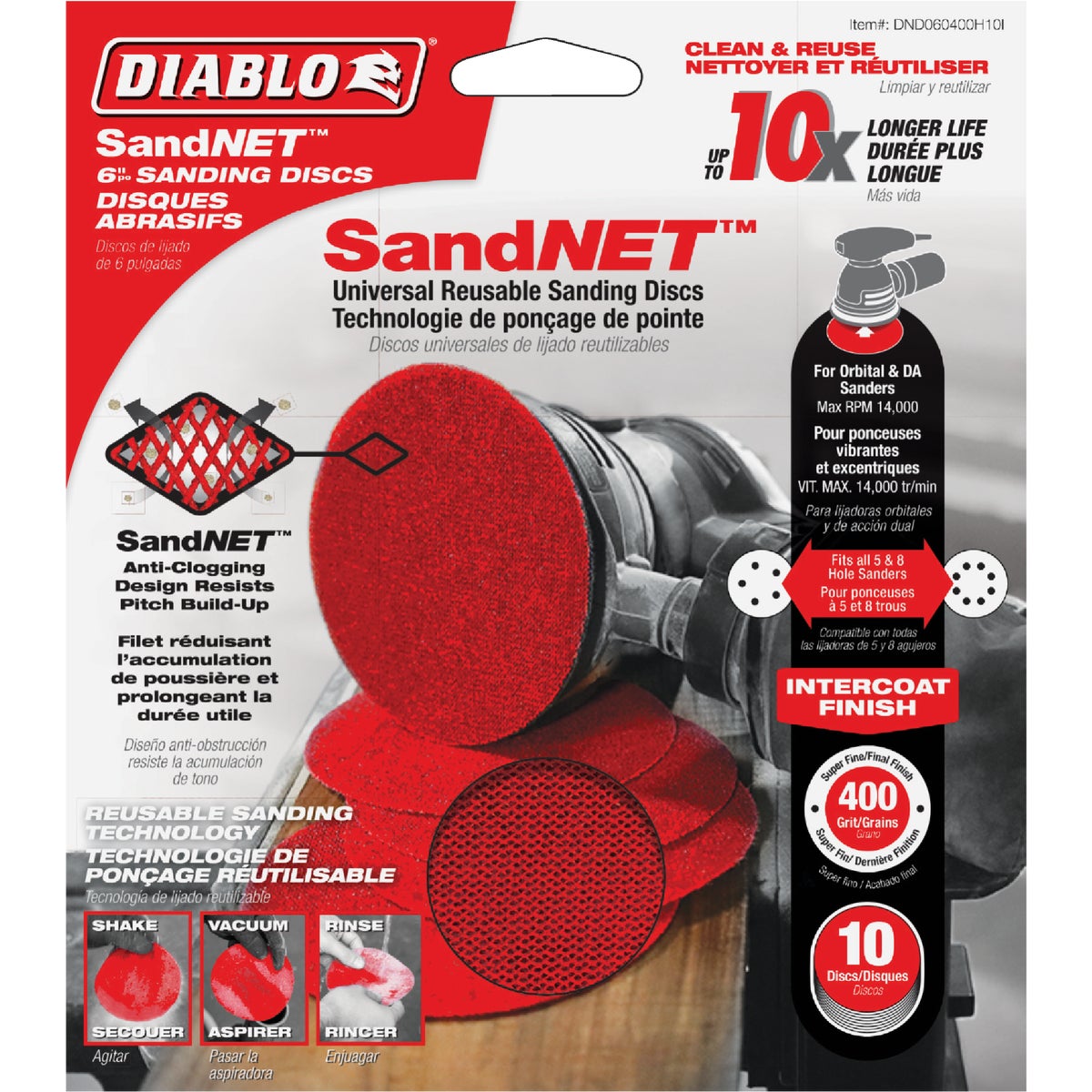 Diablo SandNet 6 In. 400 Grit Sanding Disc with Connection Pad (10-Pack)