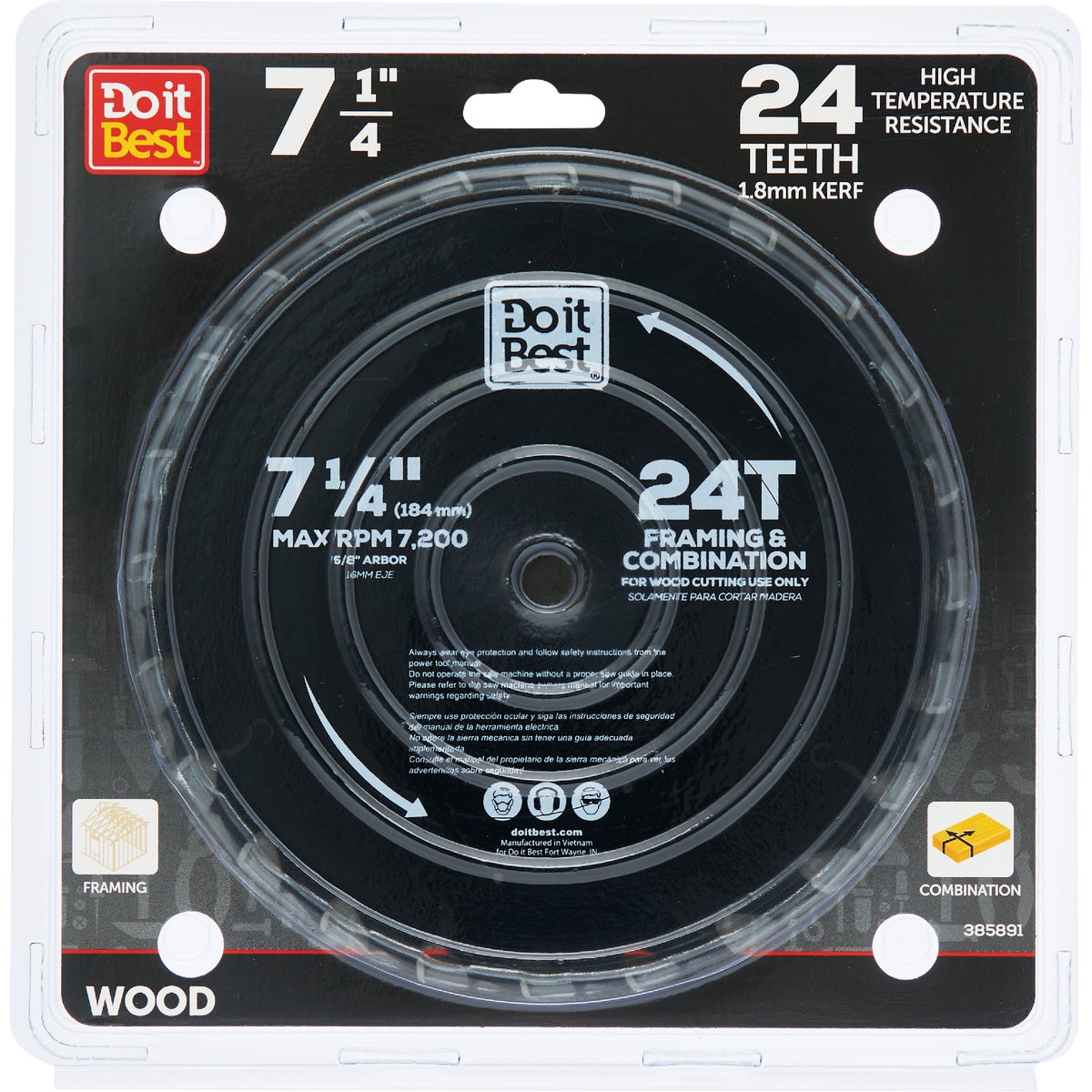 7-1/4 24T CARB SAW BLADE