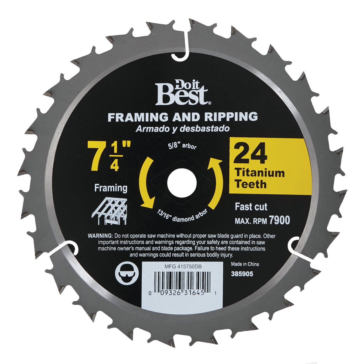 Do it Best Professional 7-1/4 In. 24-Tooth Framing & Ripping Circular Saw Blade, Bulk