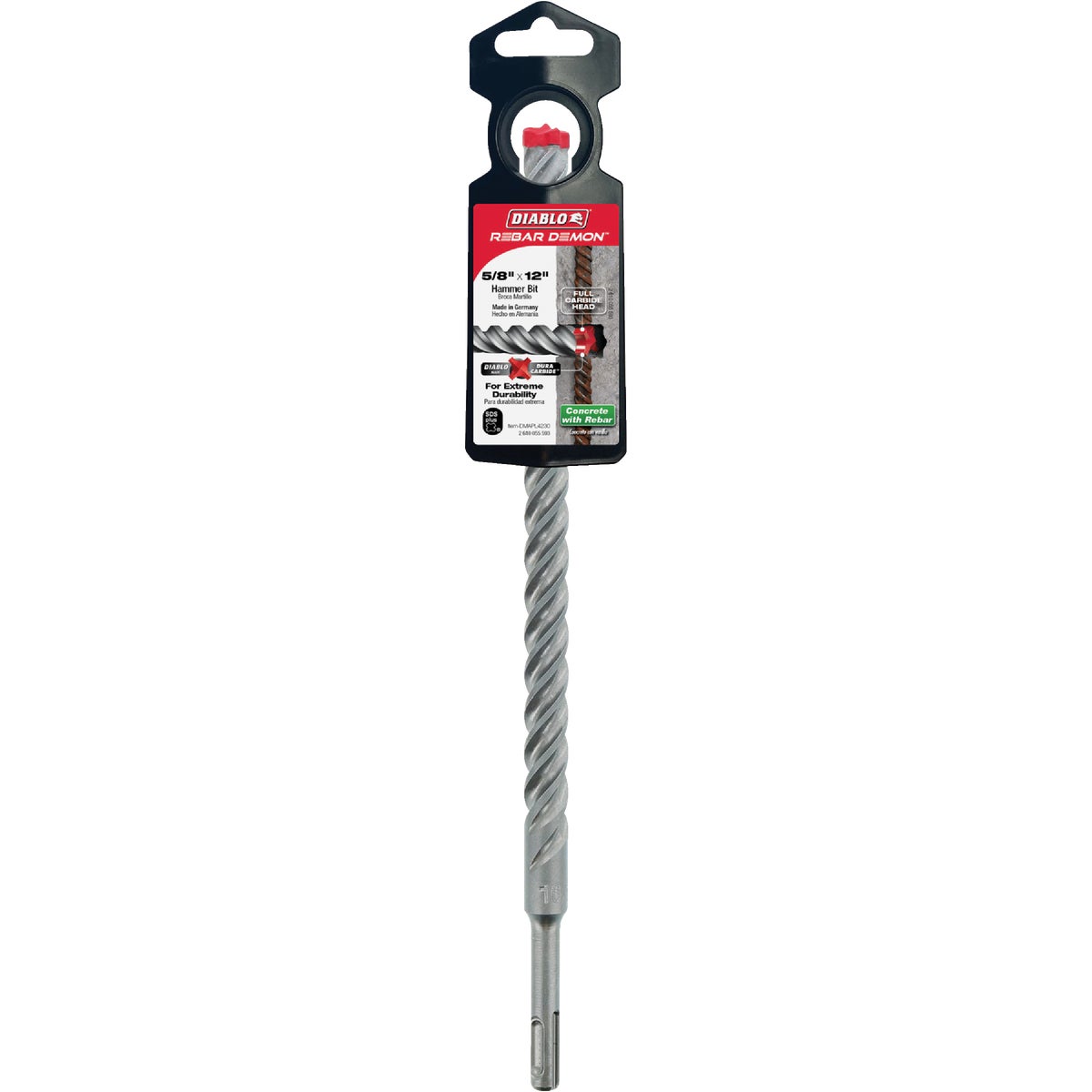 Diablo Rebar Demon 5/8 In. x 12 In. SDS-Plus Full Carbide Rotary Hammer Drill Bit