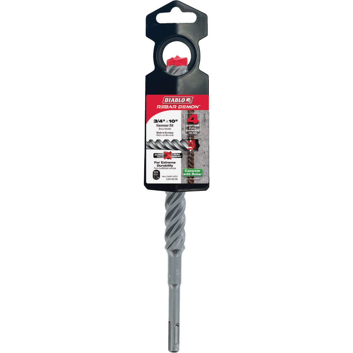 Diablo Rebar Demon 3/4 In. x 10 In. SDS-Plus Full Carbide Rotary Hammer Drill Bit