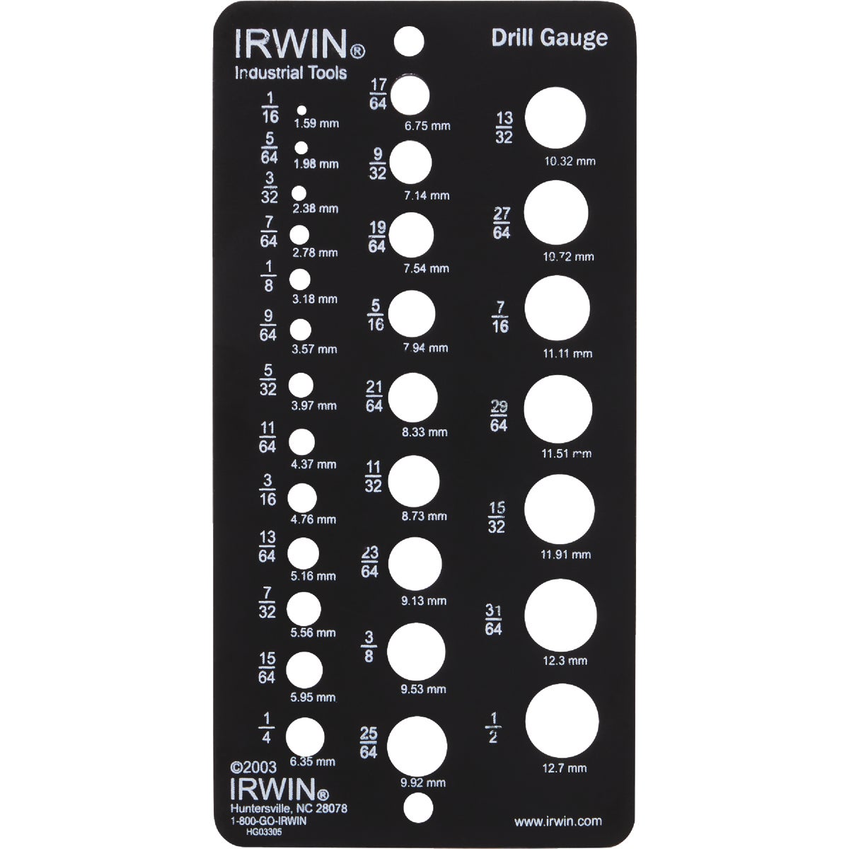 Irwin 1/16 In. to 1/2 In. Fractional Drill Gauge