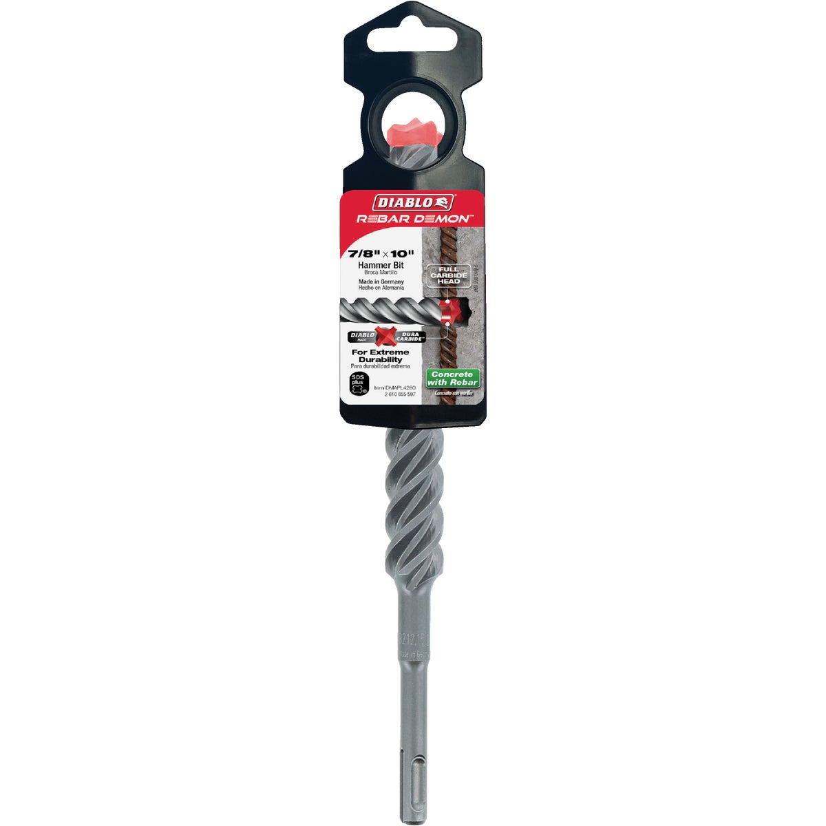 Diablo Rebar Demon 7/8 In. x 10 In. SDS-Plus Full Carbide Rotary Hammer Drill Bit