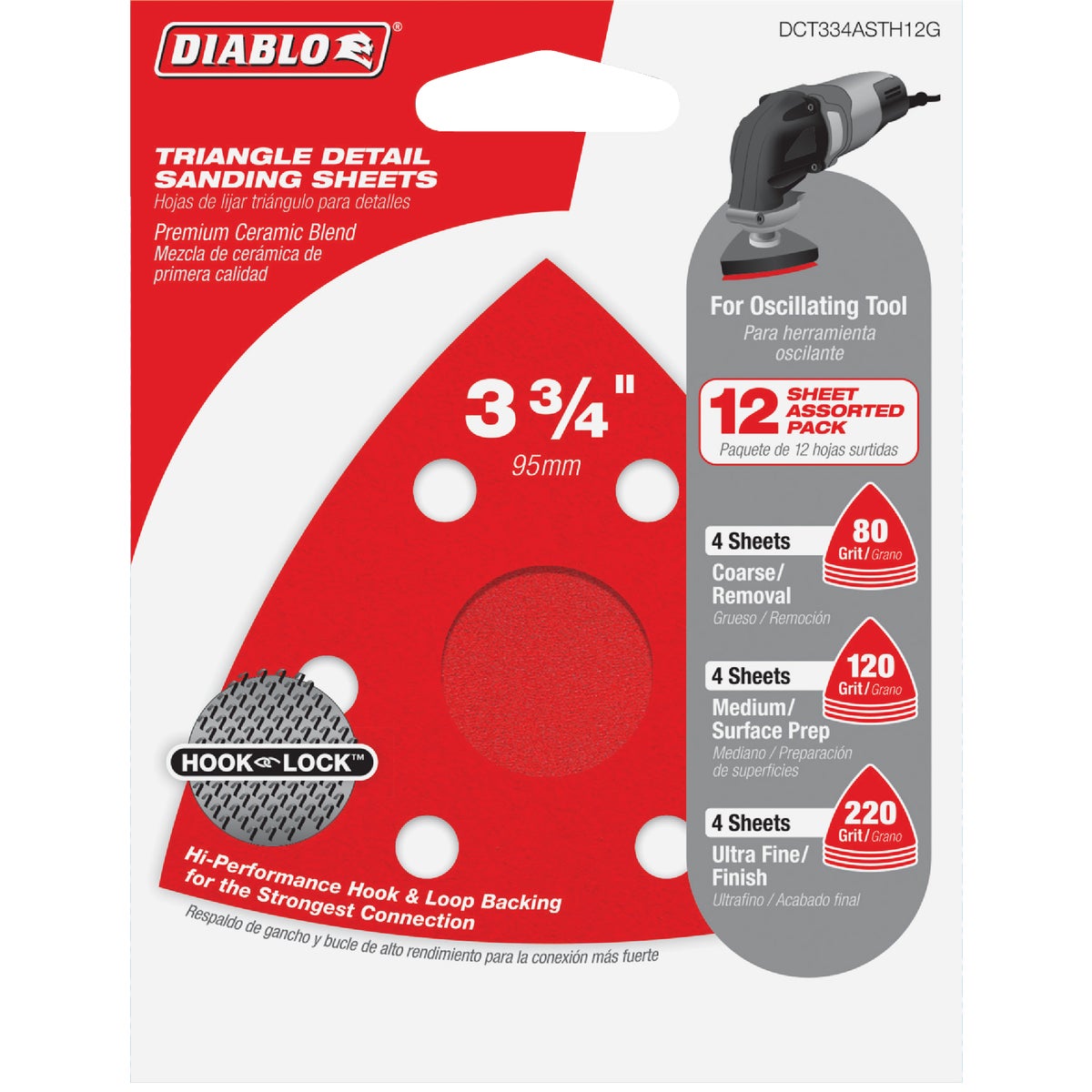 Diablo 120-Grit (Fine) 3-1/8 In. Oscillating Detail Triangle Sanding Sheets (10-Pack)