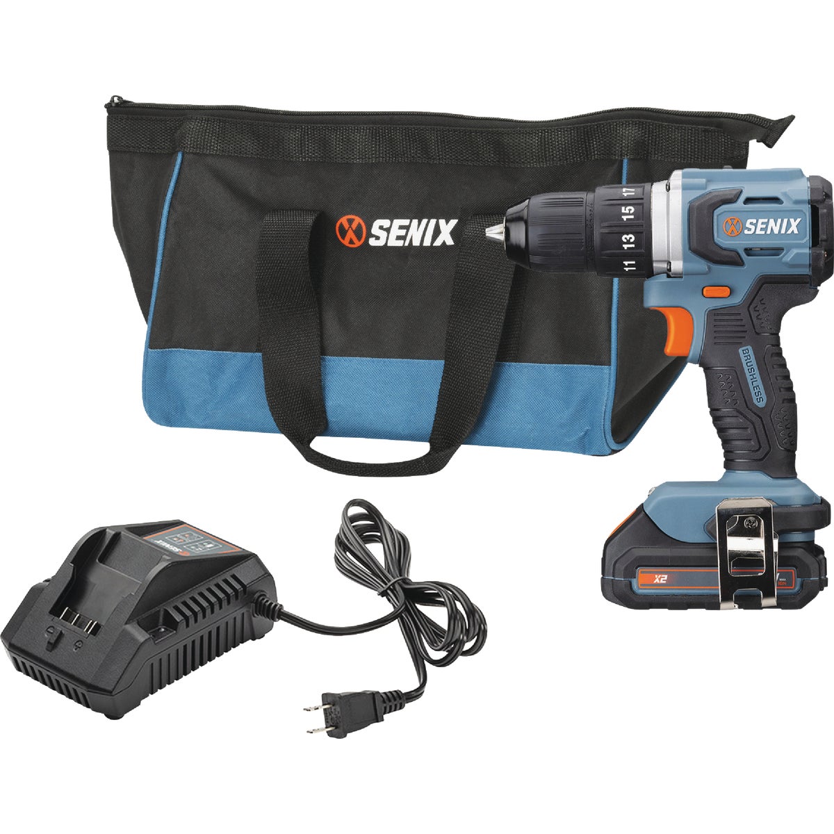 Senix X2 20 Volt Max Brushless 1/2 In. Cordless Drill/Driver Kit with 2.0 Ah Battery & Charger