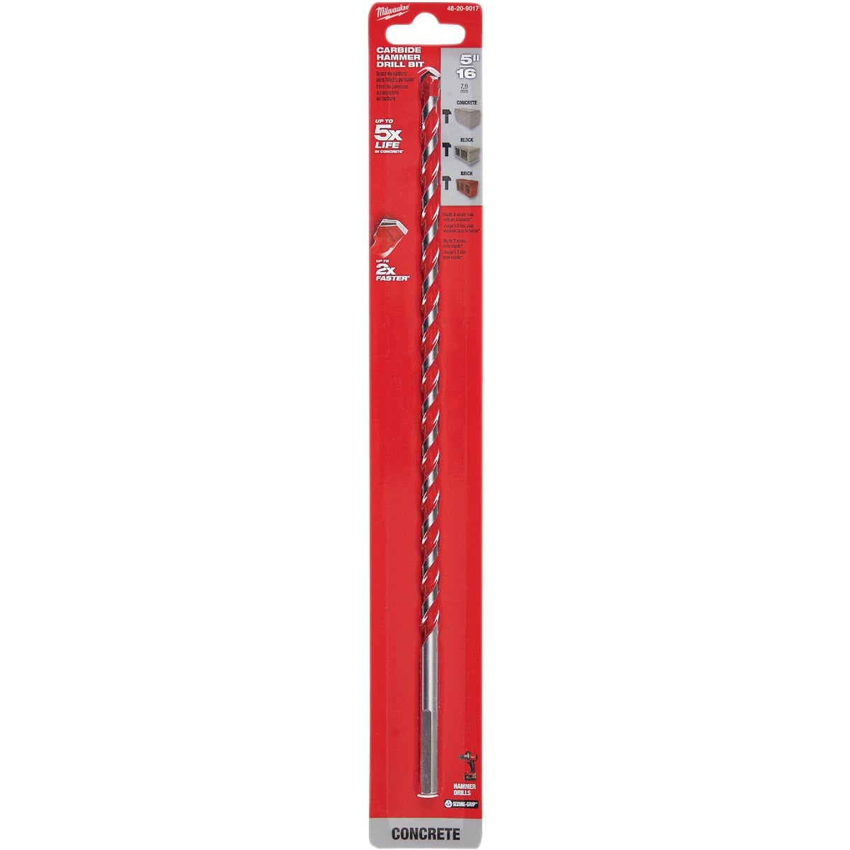 Milwaukee SHOCKWAVE 5/16 In. x 12 In. Carbide Masonry Drill Bit