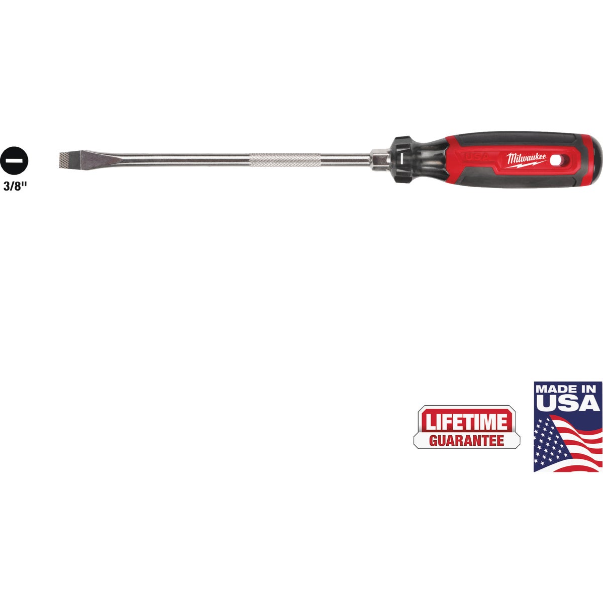 Milwaukee 3/8 In. x 8 In. Cushion Grip Slotted Screwdriver (USA)
