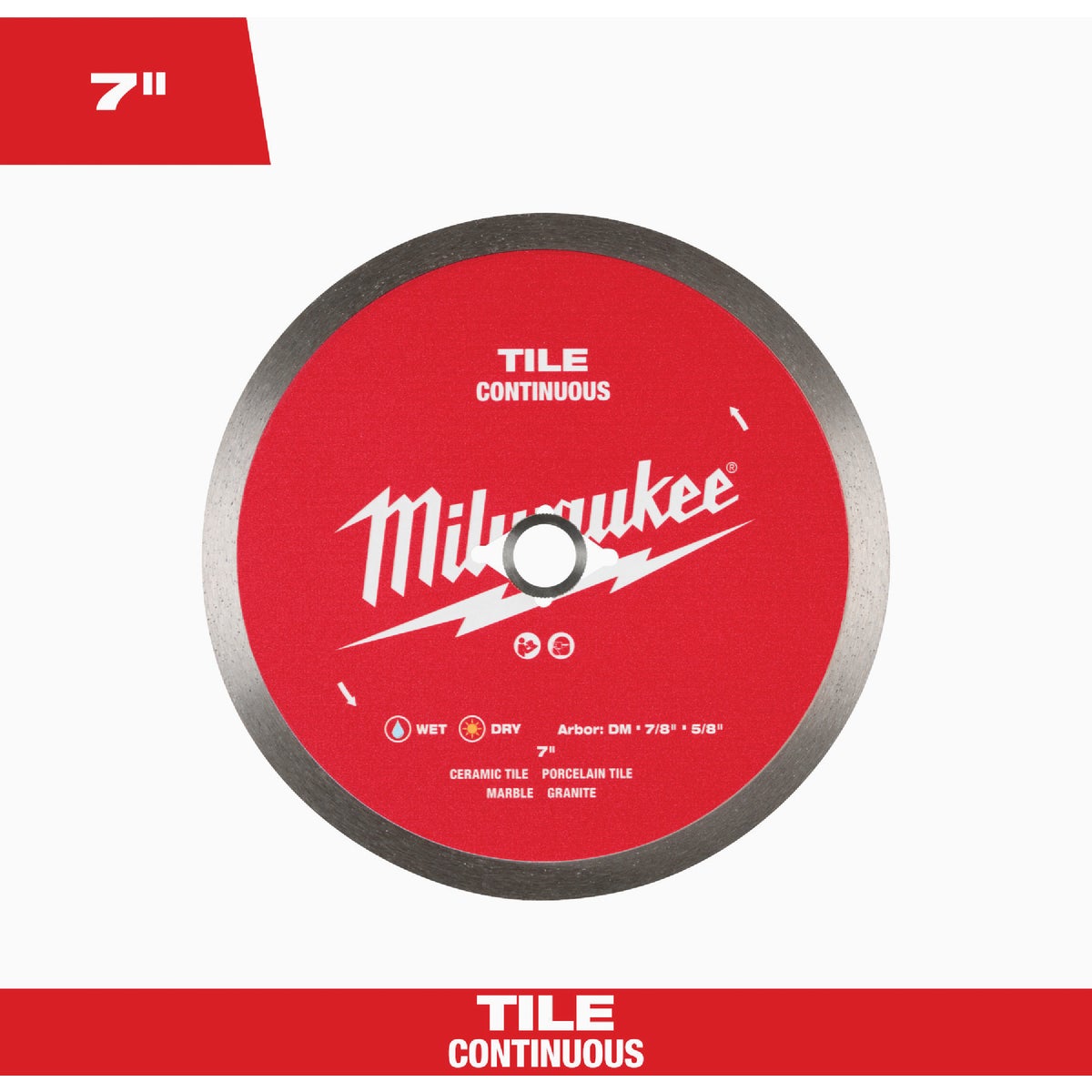Milwaukee 7 In. Continuous Rim Tile Diamond Blade