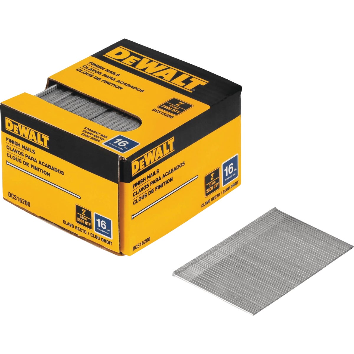 DEWALT 2 In. 16-Gauge Galvanized Straight Finish Nails (2500 Ct.)