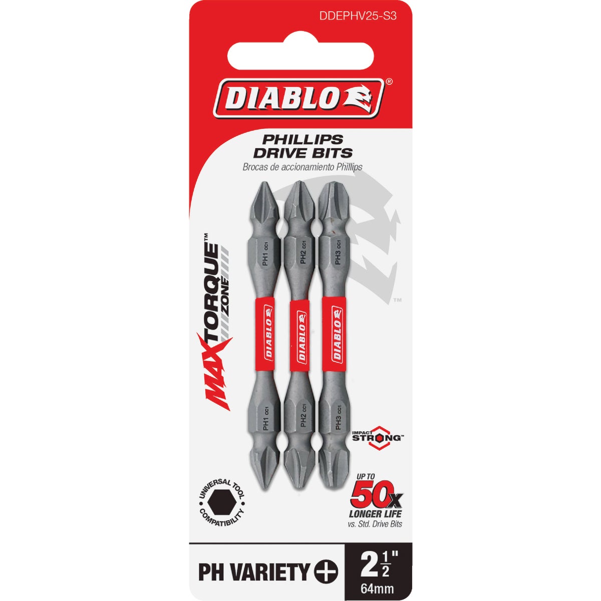 Diablo 3-Piece Phillips 2-3/8 In. Power Double-End Screwdriver Bit Set