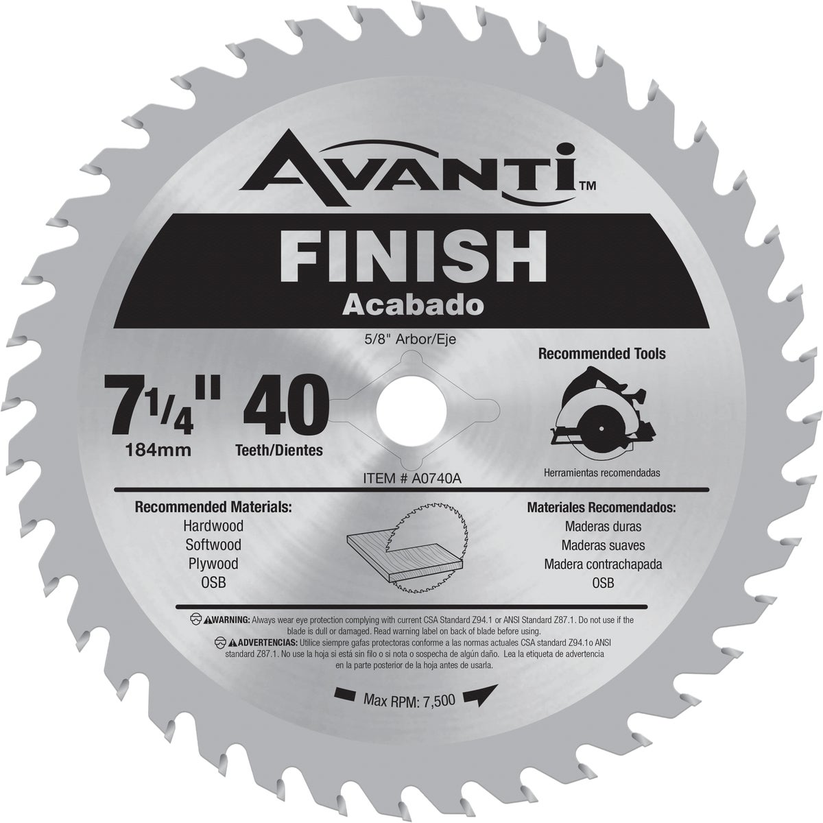 7 1/4X40T FNSH SAW BLADE