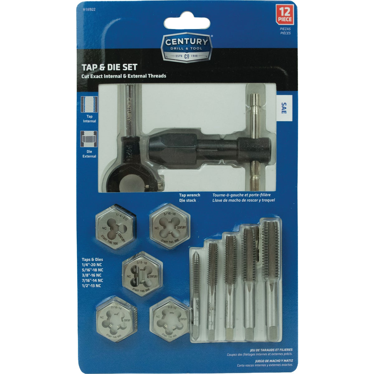 Century Drill & Tool SAE Tap & Die Set (12-Piece)