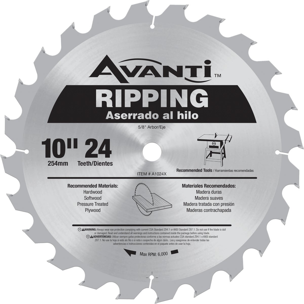Avanti 10 In. 24-Tooth Ripping Circular Saw Blade