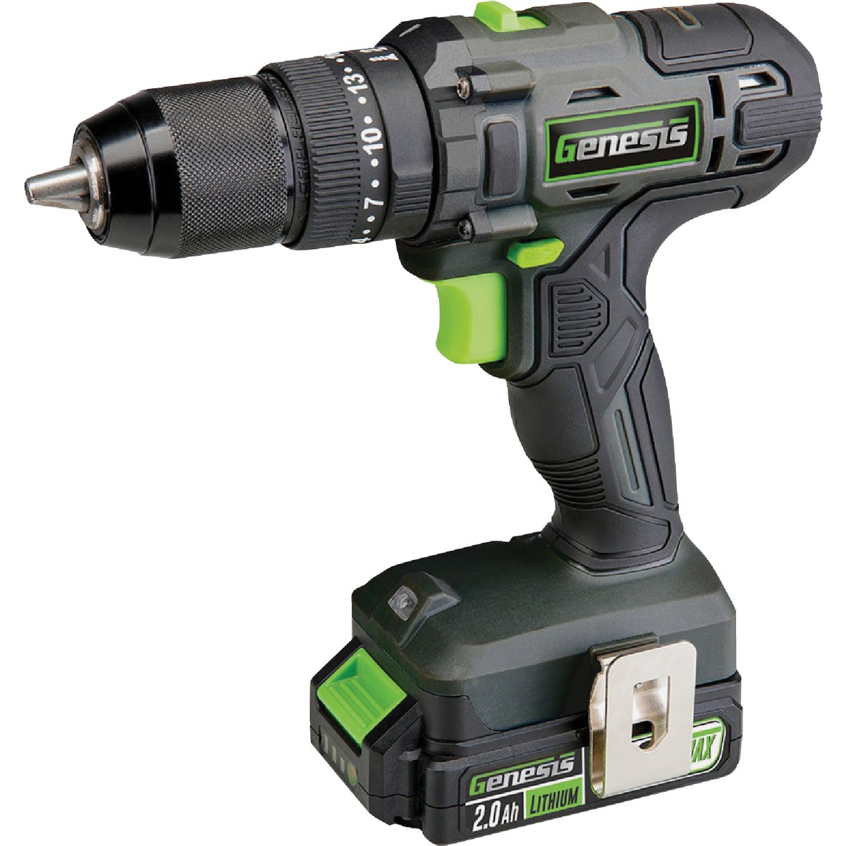 Genesis G20MAX 20V 1/2 In. 2-Speed Cordless Hammer Drill Kit with 2.0 Ah Battery & Charger